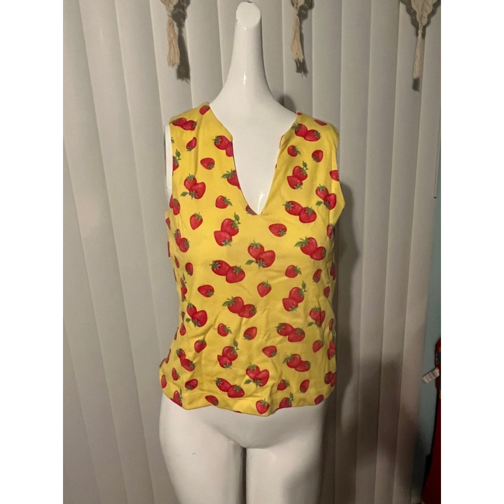 Women's Xhilaration Top Size M Yellow with Strawberry Print